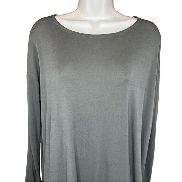 Eileen Fisher Moss Green Long Sleeved Silk Tunic Size Small - Picture 2 of 6